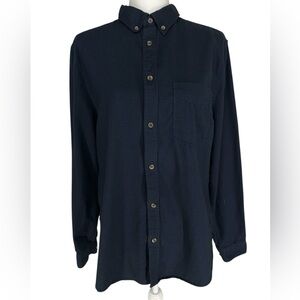 DIVIDED H&M / Navy Blue Cotton Button Down / Medium / Preppy Hipster Office Emo